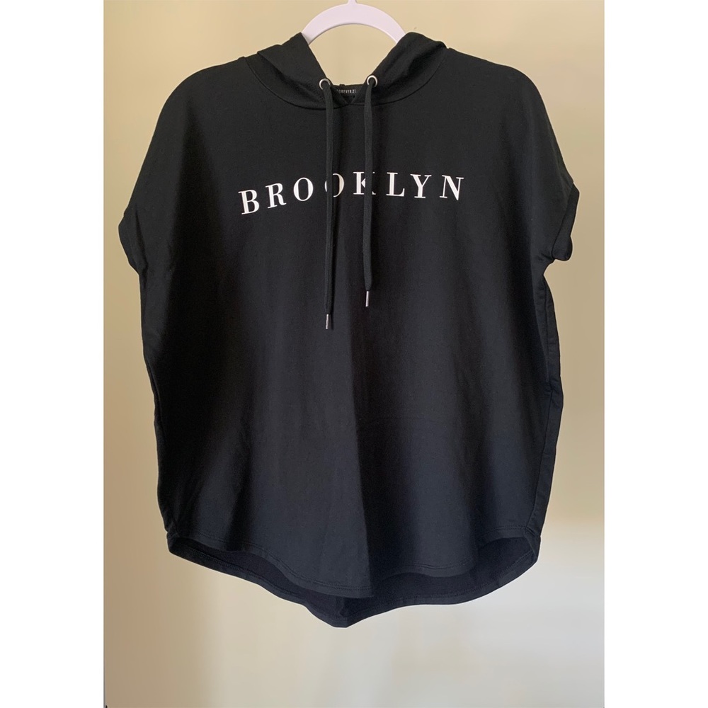 Forever21, Knit Short Sleeves Hoodie Black Size S